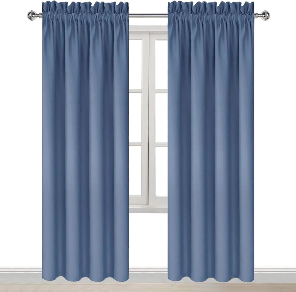 DWCN Blackout Curtains – Thermal Insulated, Energy Saving & Noise Reducing Bedroom and Living Room Curtains, Dusty Blue, W 42x L 84 Inch…