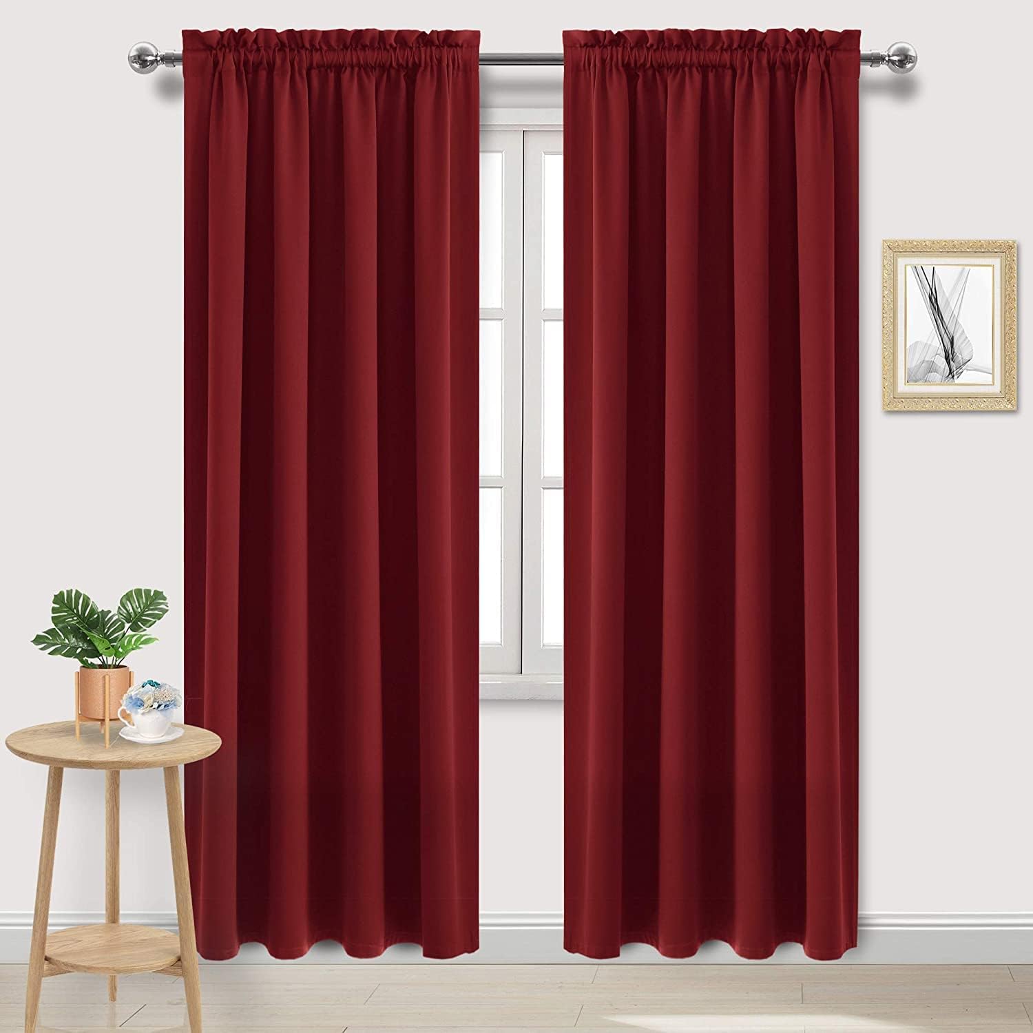 Dwcn Christmas Blackout Curtains Room Darkening Thermal Insulated Bedroom Curtains Window Curtain Panels, 52 x 84 inches Long, Set of 2 Bur…