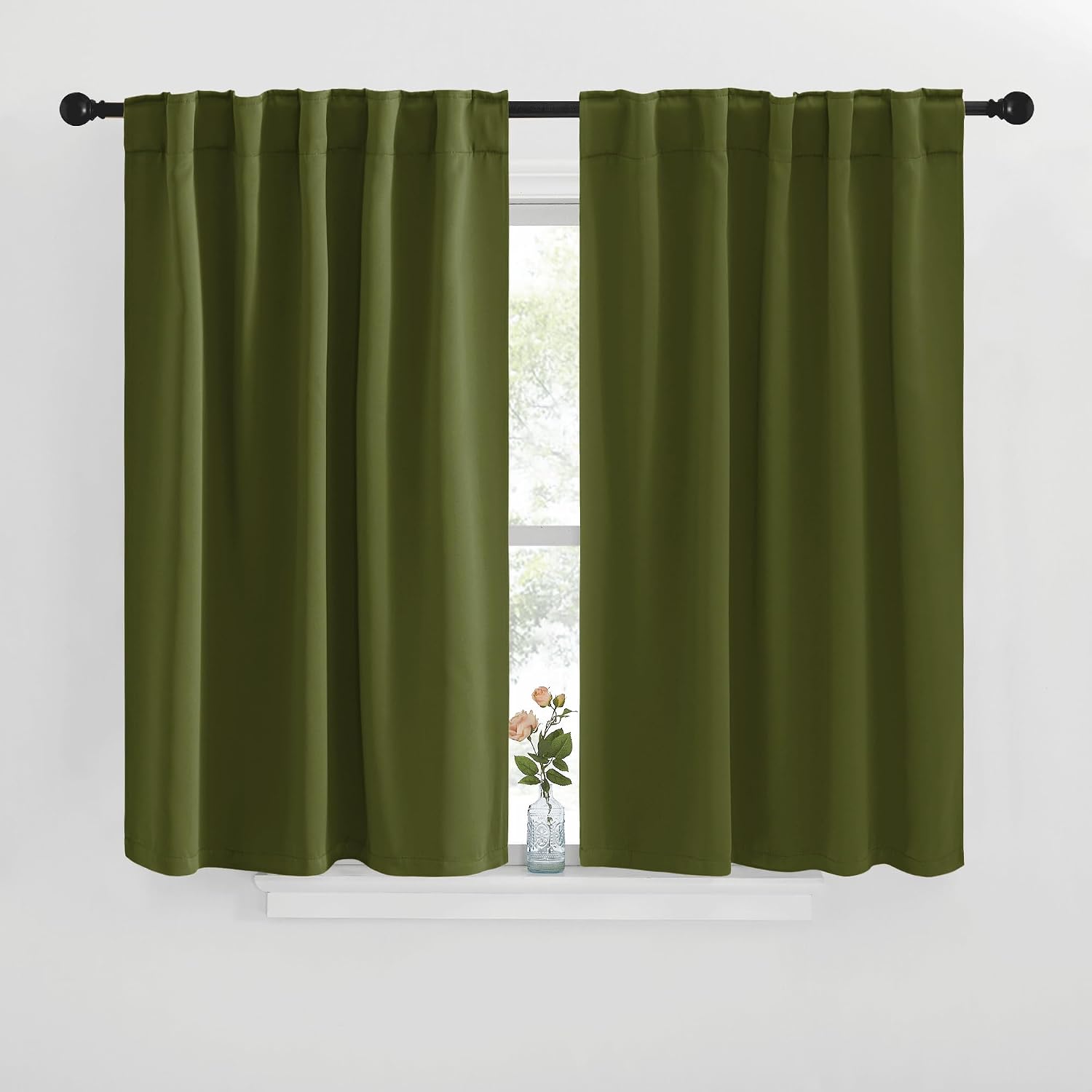 NICETOWN Blackout Window Curtains for Camper - (Olive Green Color) 42x40 Inch, 2 Panels Set, Thermal Insulated Room Darkening Blackout…