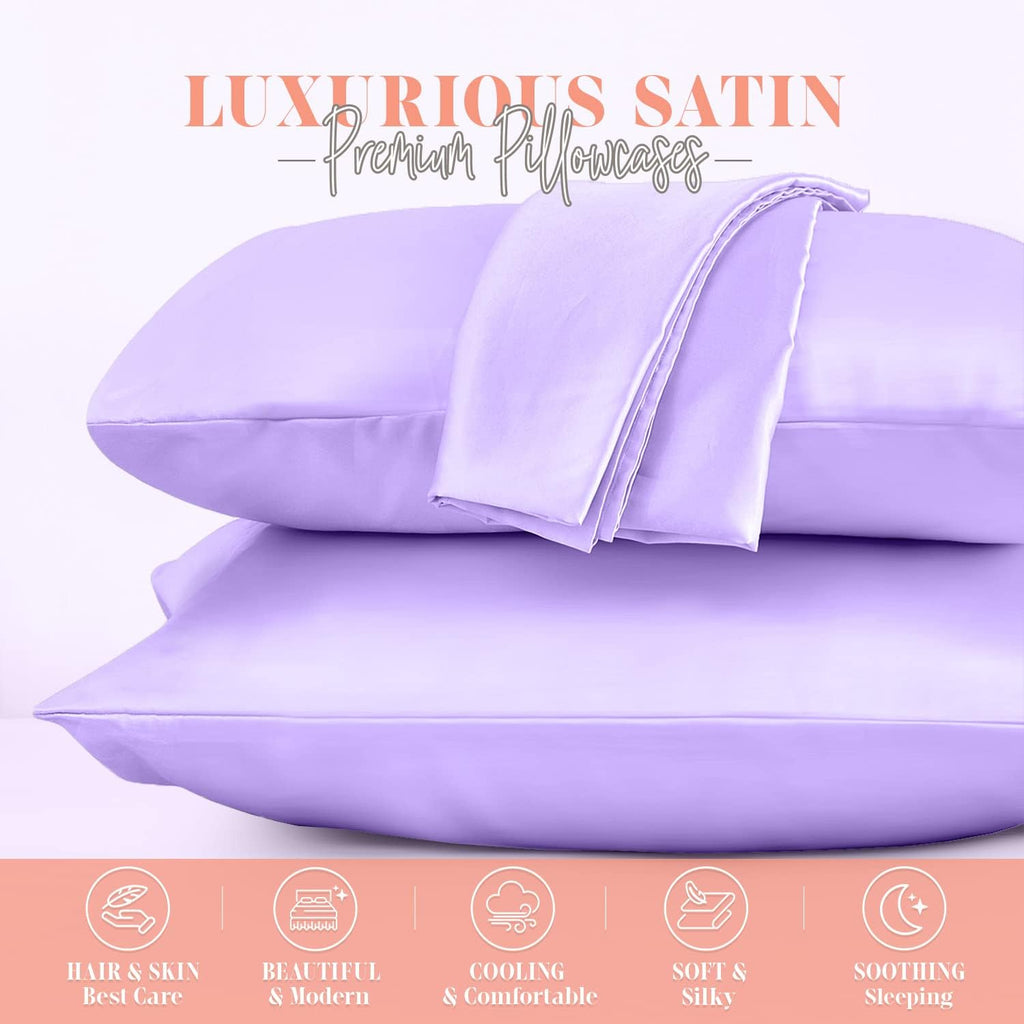 Elegantcomfort Elegant Comfort Silky and Luxurious 2-Piece Satin Pillowcase Set for Healthier Skin and Hair, Hidden Zipper Closure and Beau…