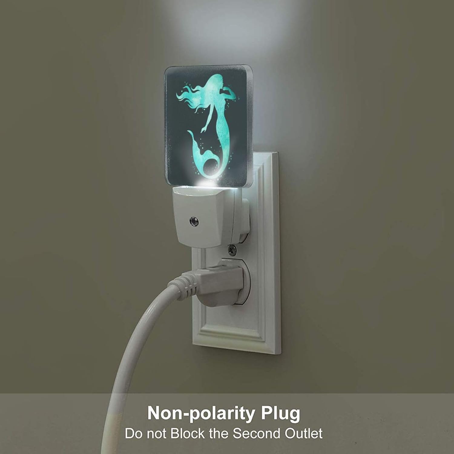 Groovy Mermaid Night Light, Plug-in Nightlights Auto Sensor Night Lamp Dusk-to-Dawn Lamp Home Decor for Nursery Children Girls Boys