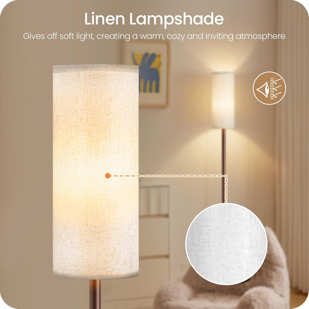 Dimmable Floor Lamps for Living Room with Remote and Foot Switch, 64.4” Modern Standing Tall Lamp, Corner Lamp for Bedroom, Office, Bulb…