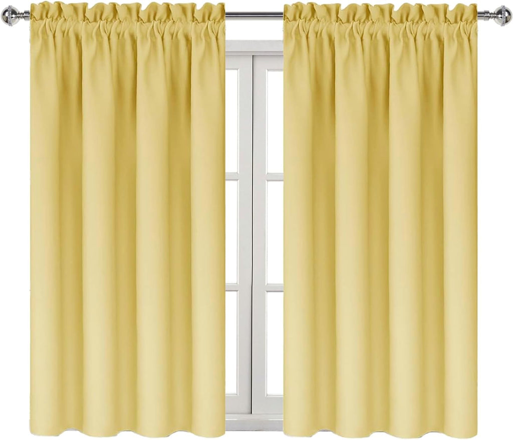 Dwcn Blackout Curtains for Bedroom – Rod Pocket Thermal Insulated Noise Reducing Noise Reducing Drapes for Living Room, W 42 x L 45 Inch, 2…