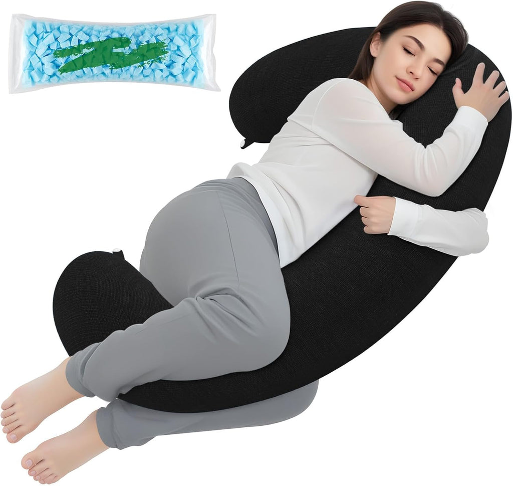 TranquilRelax TranquilRelax C Shaped Body Pillow for Side Sleepers, Memory Foam Long Pillow for Leg, Hip & Back Support, Soft Washab…