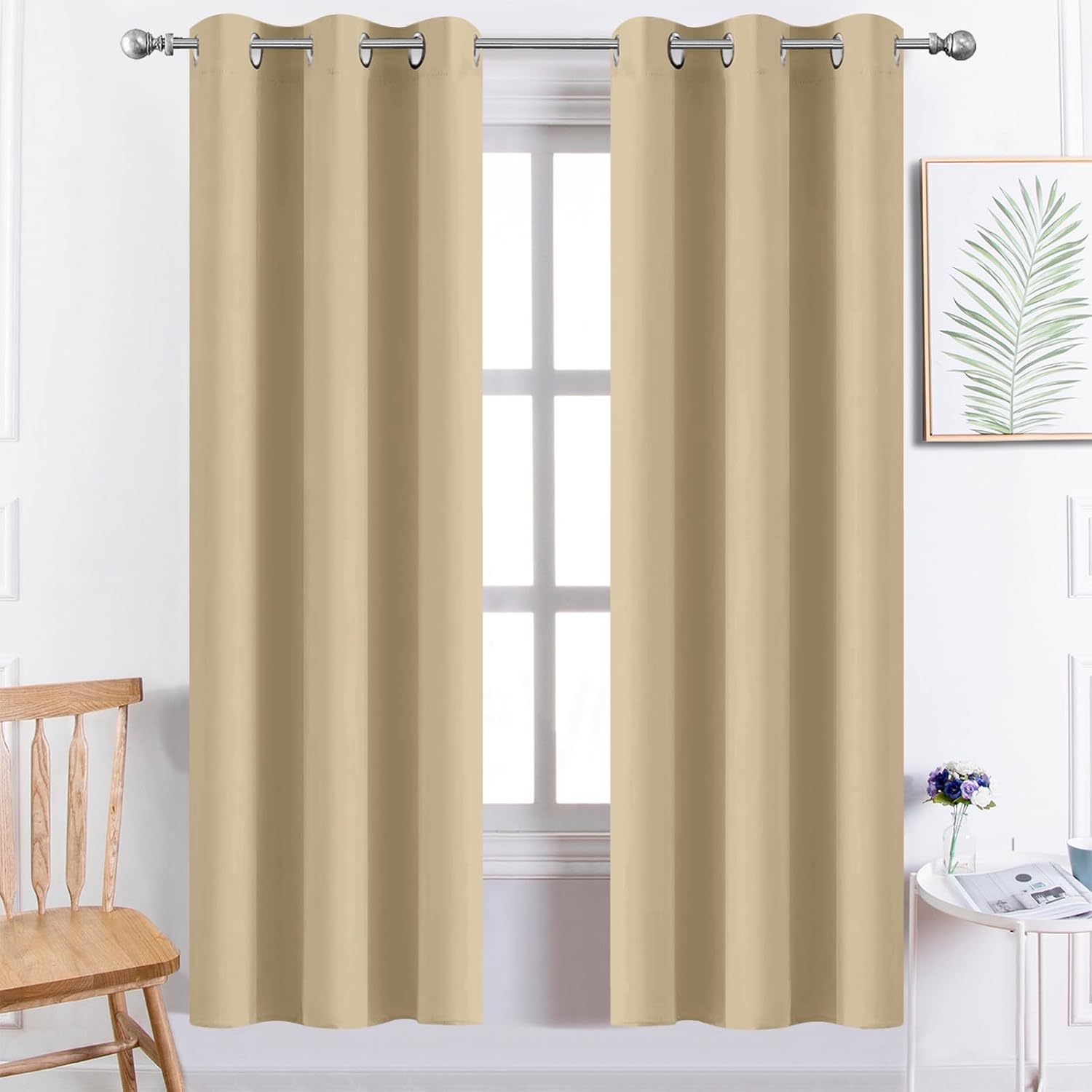 Yakamok Thermal Insulated Grommet Blackout Draperies/Drapes for Bedroom Window, Room Darkening Curtain Panels (2 Panels, W38 x L72 -Inch…