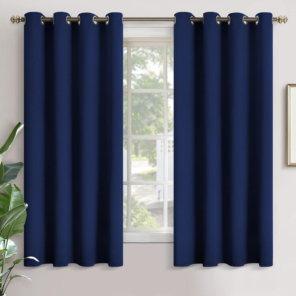 YoungsTex Navy Blackout Curtains 63 Inch Length for Kids Bedroom Thermal Insulated with Grommet Room Darkening Window Drapes for Living Roo…