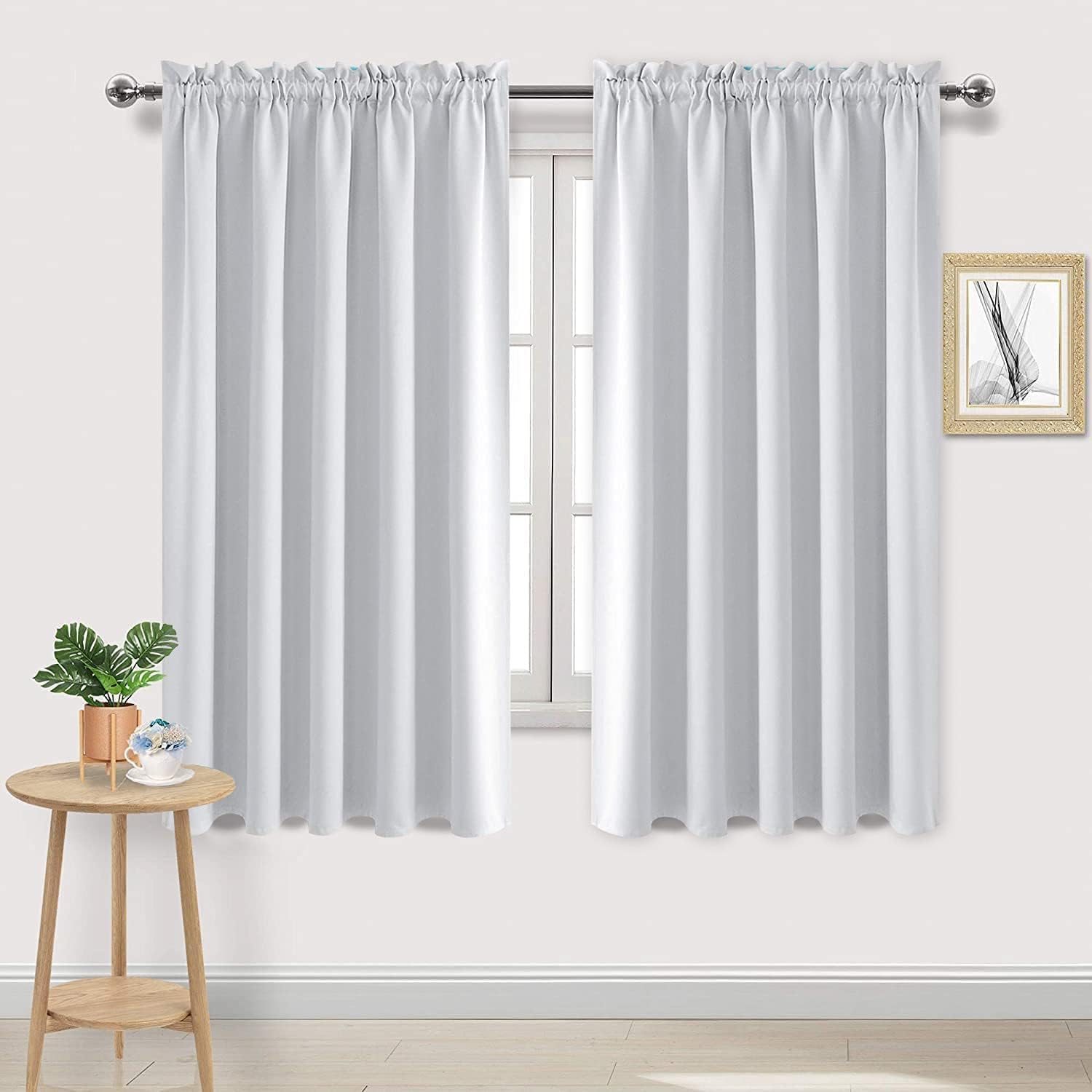 DWCN White Curtains for Living Room Thermal Insulated, Energy Saving & Noise Reducing Bedroom Curtains, White, W 70x L 63 Inch, Set of 2…