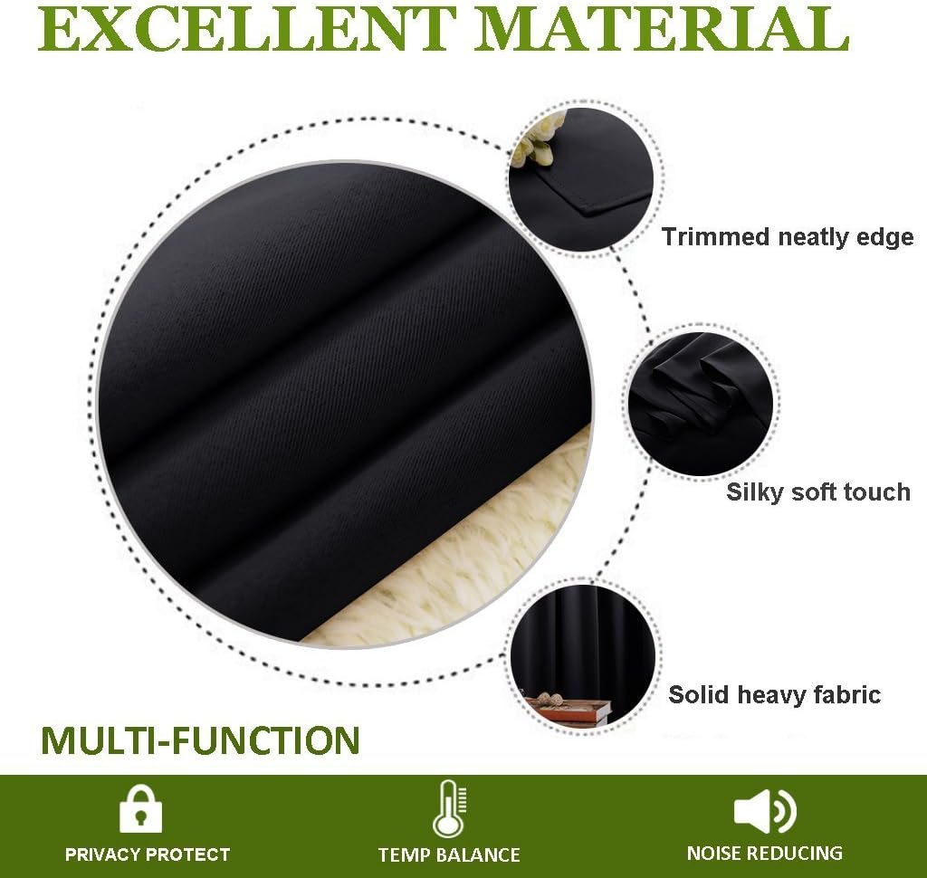 NICETOWN Blackout Curtain for Sliding Door, Patio Door Curtains, Thermal Insulated Wide Drapes/Draperies for Bedroom (Black, 70 by 84…