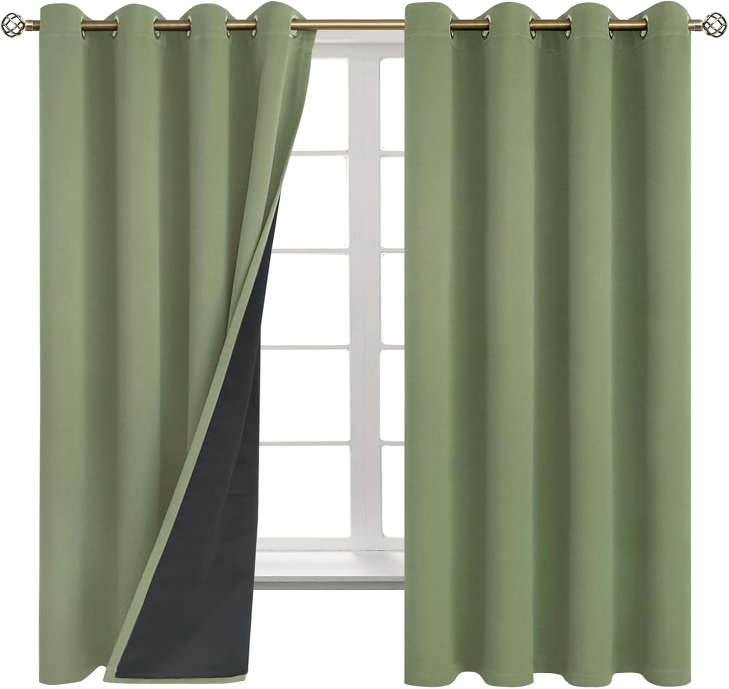 BGment Thermal Insulated 100% Blackout Curtains for Bedroom with Black Liner, Double Layer Full Room Darkening Noise Reducing Grommet Curta…