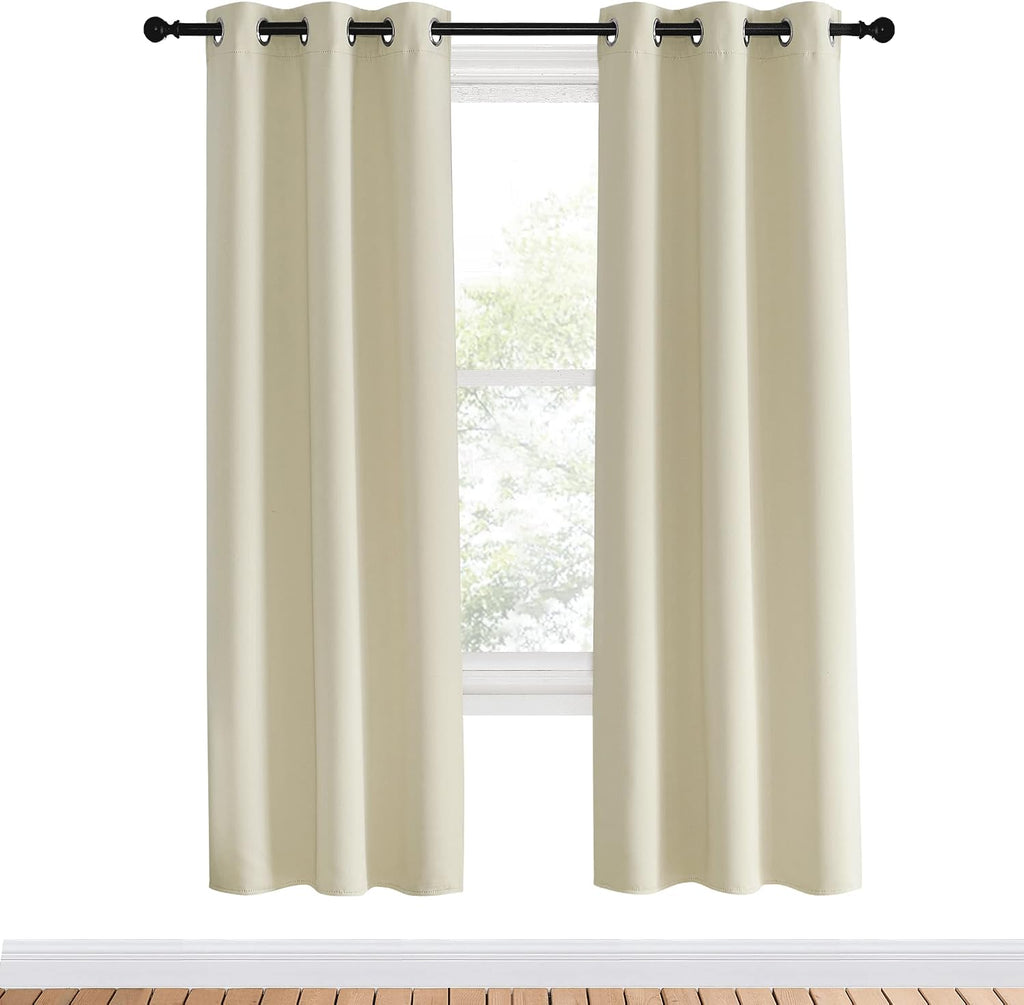 NICETOWN Room Darkening Curtains Panels for Bedroom, Beige, 2 Panels, 34 x 70 Inch, Energy Saving Thermal Insulated Solid Ring Top Light…