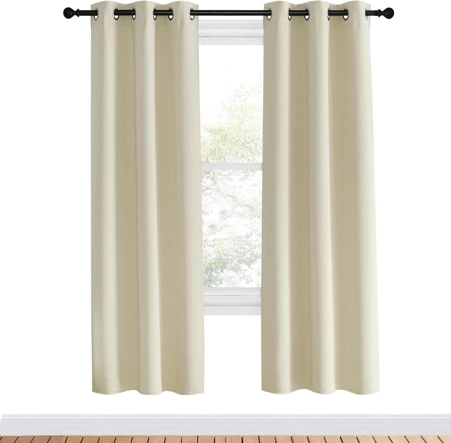 NICETOWN Room Darkening Curtains Panels for Bedroom, Beige, 2 Panels, 34 x 70 Inch, Energy Saving Thermal Insulated Solid Ring Top Light…