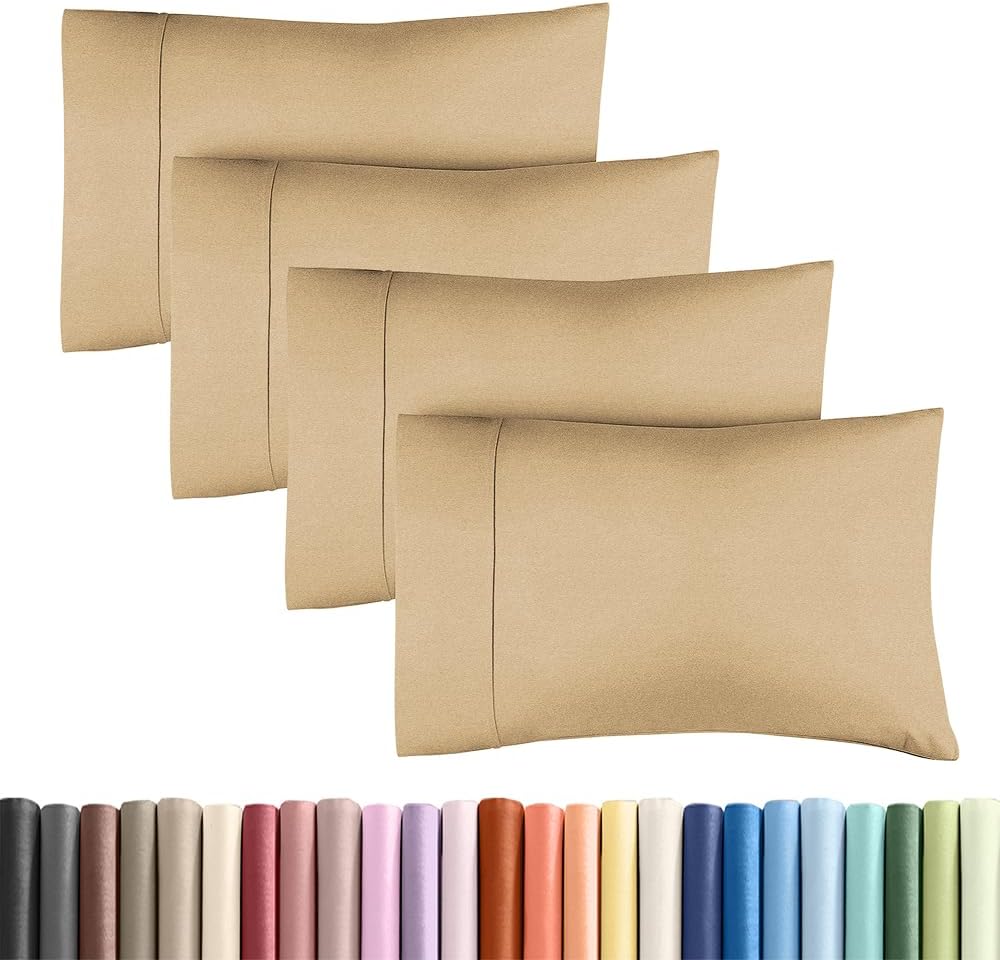 Standard Pillow Cases Set of 4 - Ultra Soft Hotel Quality Pillowcase Covers - Comfy Bedding for Women, Men, Kids & Teens - Machine…