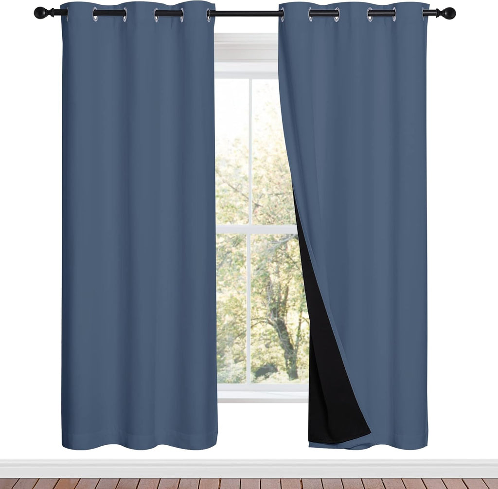 Nicetown Full Shade Curtain Panels 72 inches Long, Pair of Energy Smart & Noise Blocking Out Blackout Drapes for Guest Room Window, Thermal…
