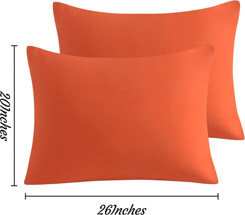 Ntbay Brunt Orange Microfiber Pillowcases, Set of 2, 20x26 Inches, Soft, Wrinkle, Fade Resistant, Machine Washable