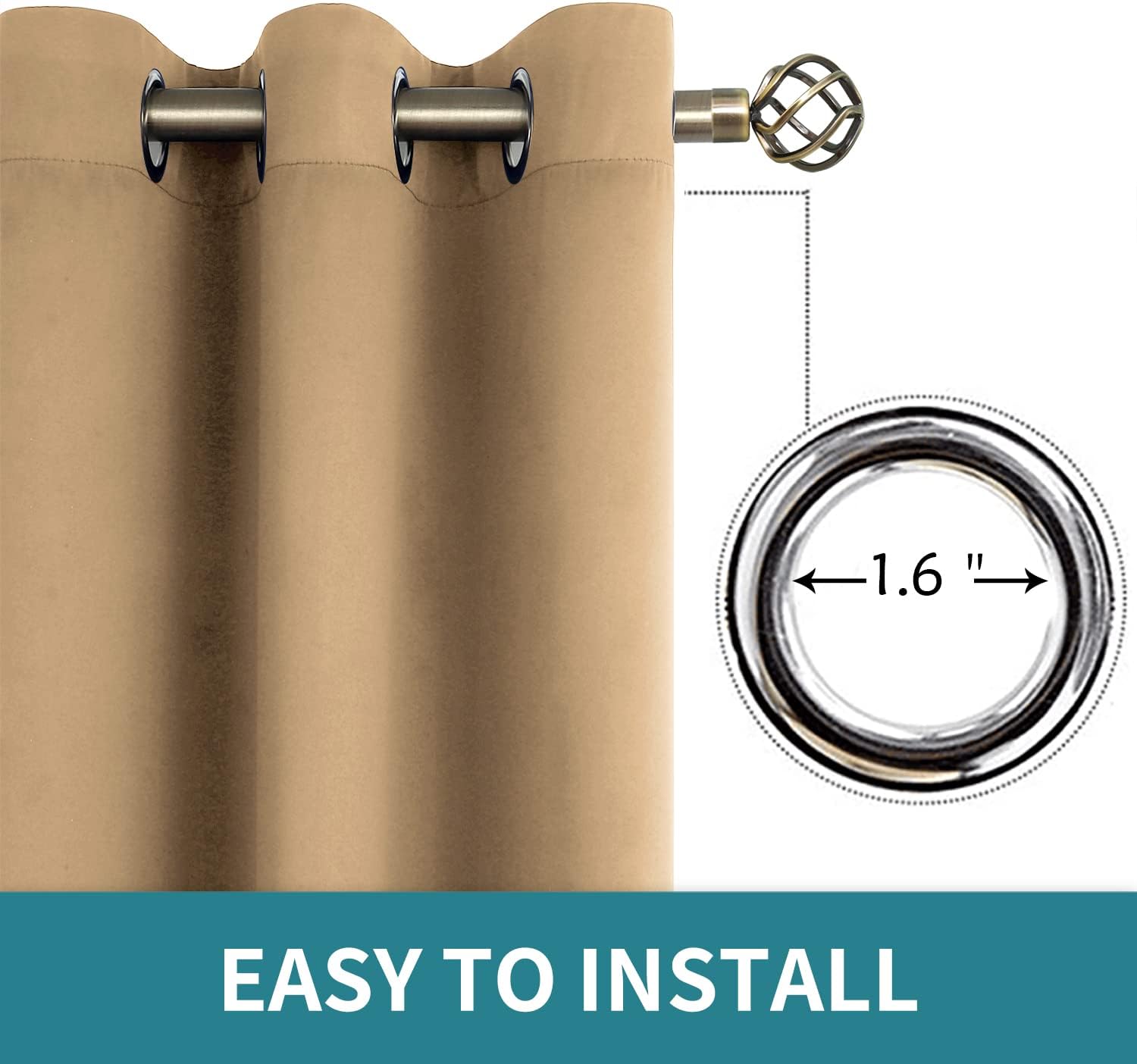 BGment Blackout Curtains for Living Room - Grommet Thermal Insulated Room Darkening Curtains for Bedroom, 2 Panels of 52 x 84 Inch, Khaki 8…