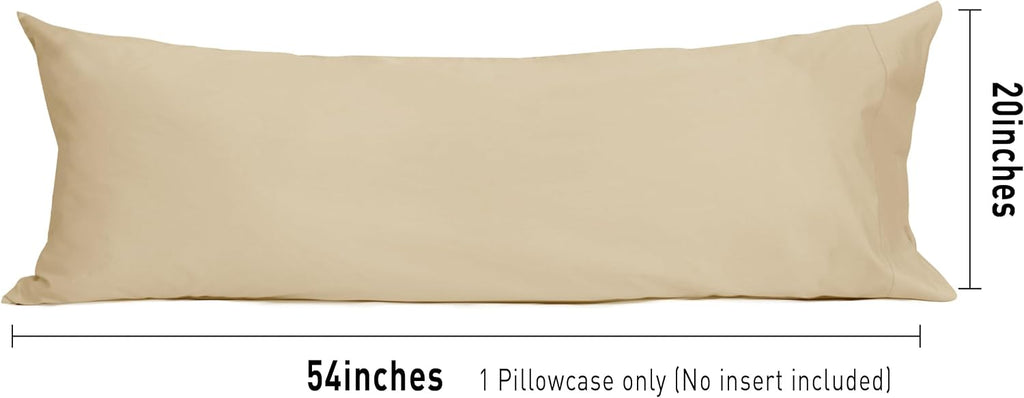 Sunflower Body Pillowcase 100% Cotton Long Pillow Cover/Case Envelope Closure 1 Pack, 20×54 inches Sandshell, Soft and Breathable