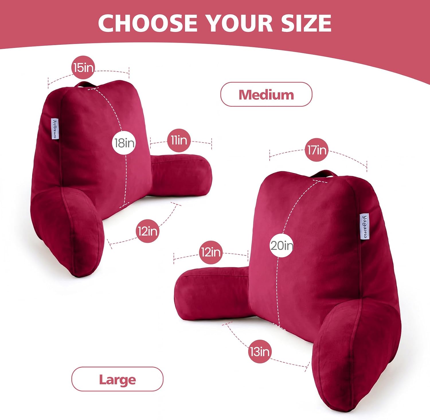 Reading Pillow for Bed Sitting Up, Adults and Teens Backrest with Arms, Velvet Back Support Pillow for Sitting on Sofa, Couch with…