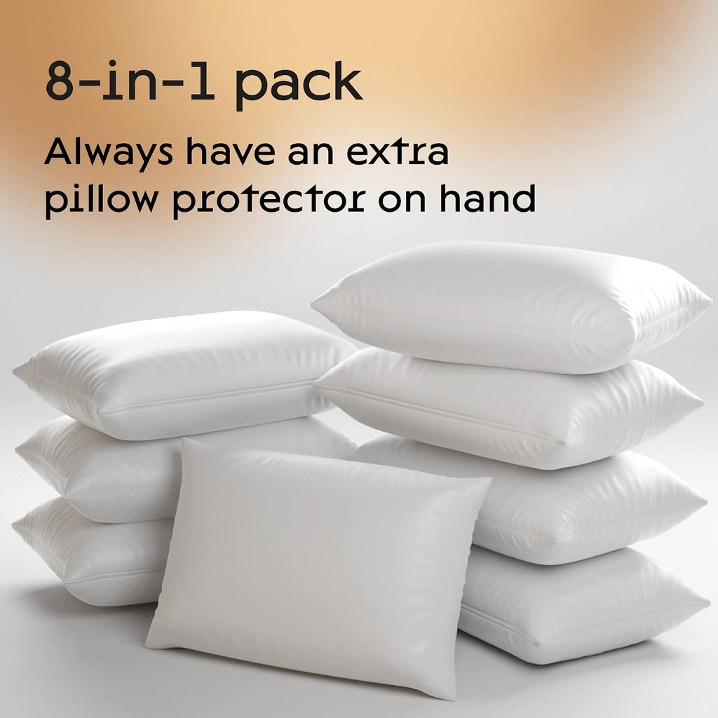 NiagaraSleepSolution Niagara 4 Pack Standard Pillow Protectors with Zipper, Cotton Sateen Blend Tight Weave Non Noisy Zip Covers…