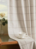 Threegirlshome THREE GIRLS Linen Plaid Blackout Curtains for Living Room, Bedroom, Dining Room 95 Inches Long Gingham Double Layer 2 Panels S…