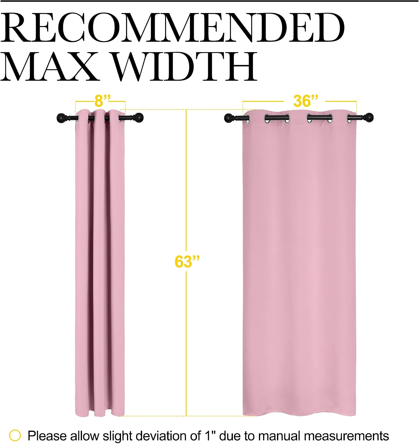 NICETOWN Room Darkening Curtains 63" Long Set of 2 for Bedroom, Rouge Pink Nursery Essential Thermal Insulated Solid Grommet Top Blackout…