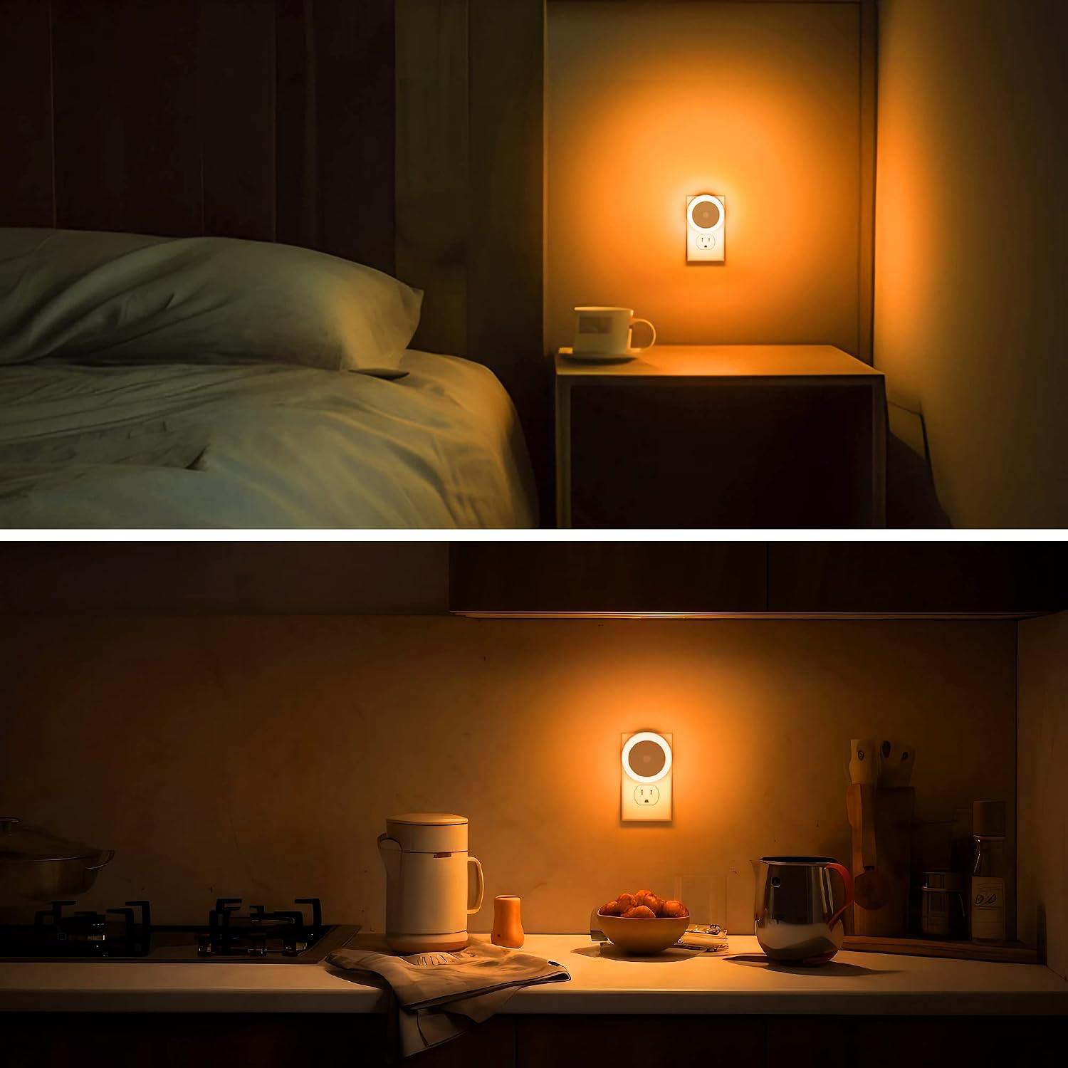WelcometoBriigniteenjoyyourtimehere Briignite Amber Night Light Orange, LED Night Lights for Kids, 4 Pack, Plug in Night Light, Hallway Lig…