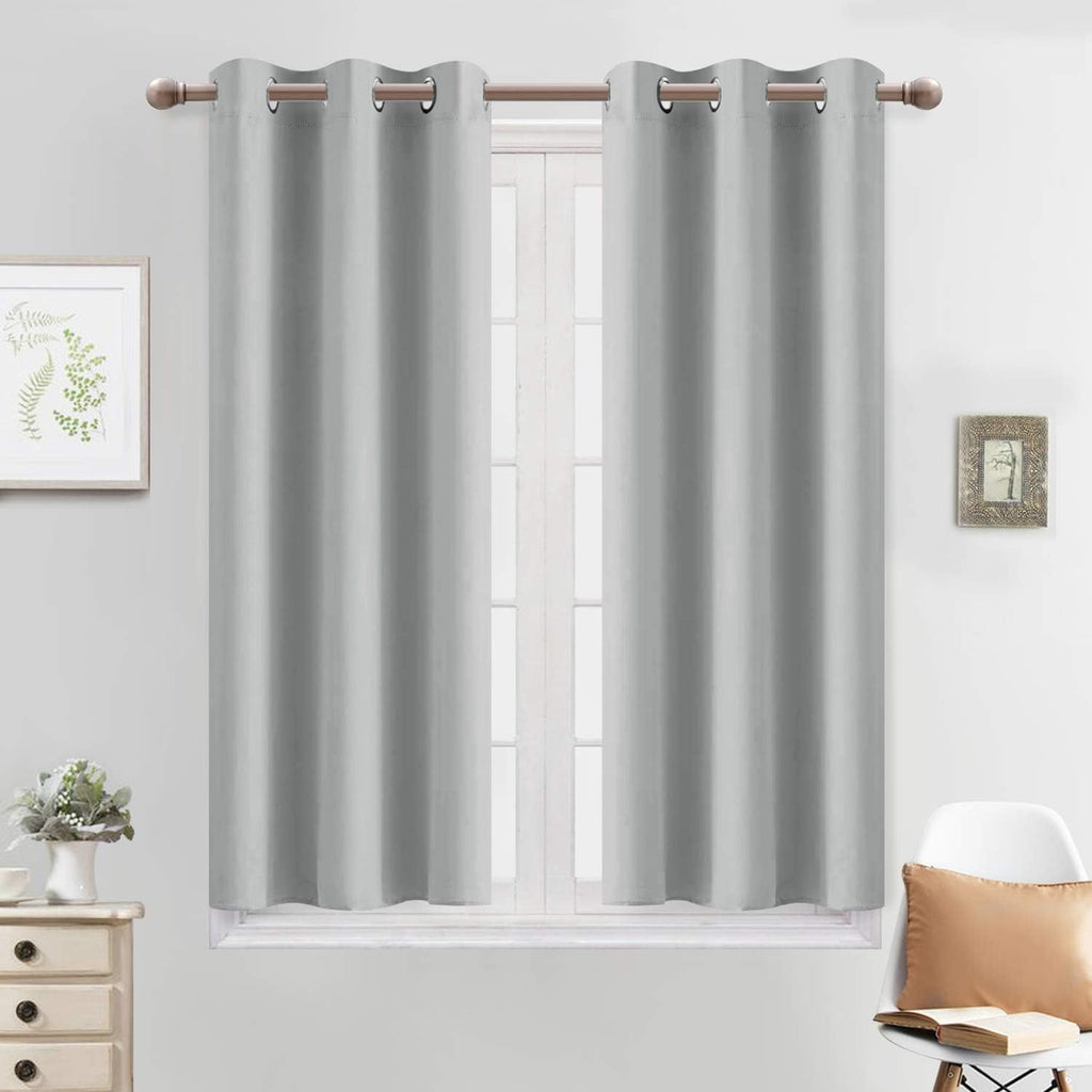 Yakamok Light Gray Blackout Curtains Light Blocking Thermal Insulated Window Panels, Solid Grommet Top Drapes for Bedroom(38x45 Inch…