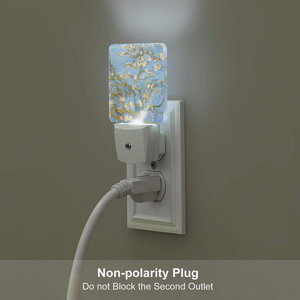 Puzzle Almond Tree Night Light, Plug Into Wall for Boys Girls Bedroom Decorative Square Night Light Lamp 0.5w Sleep Friendly