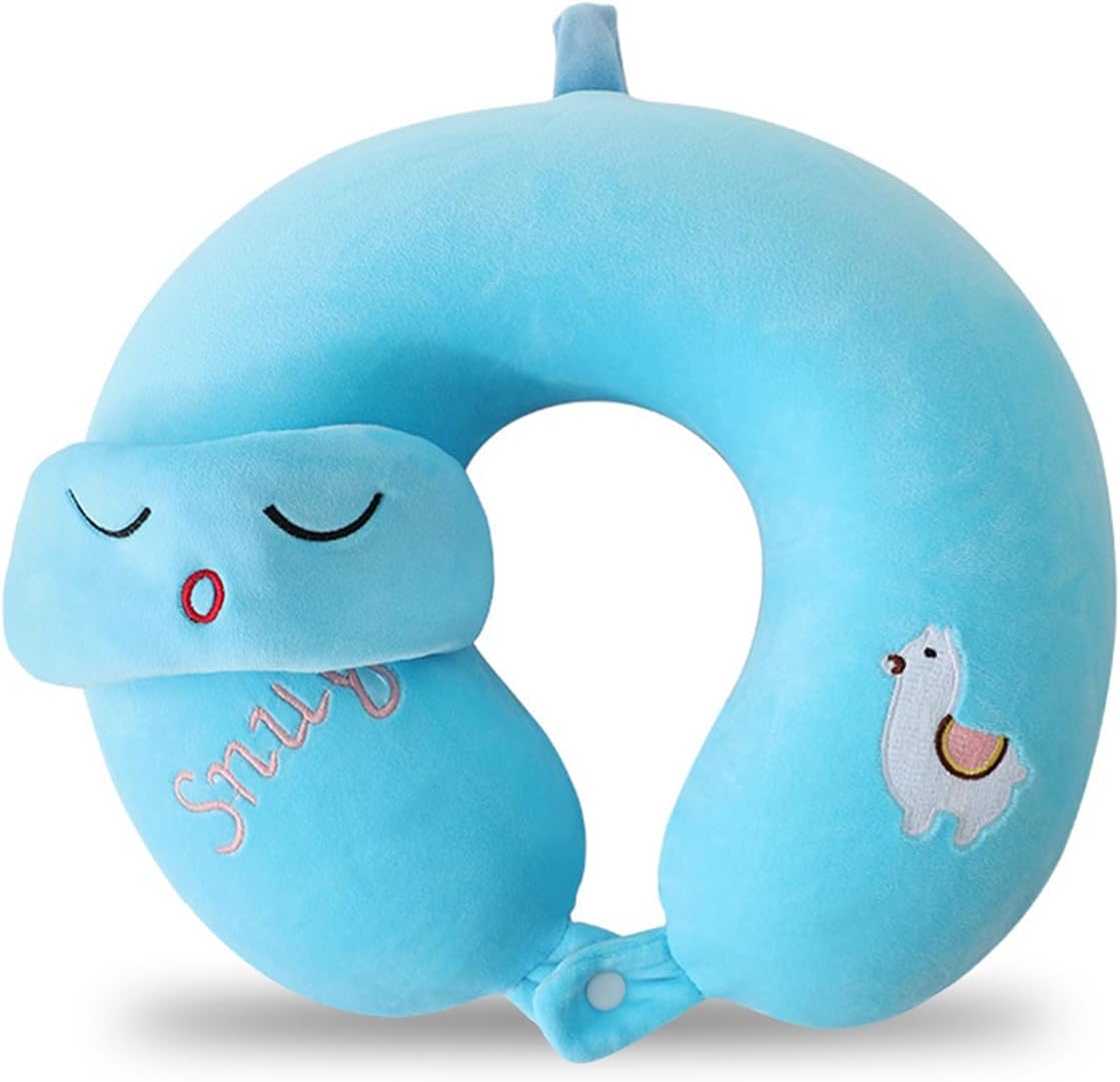 MissSoul Kids Neck Pillow for Travel with Sleep Eye Mask, Cute Travel Neck Pillow, Memory Foam Flight Sleeping Headrest Pillow for Boys & G…