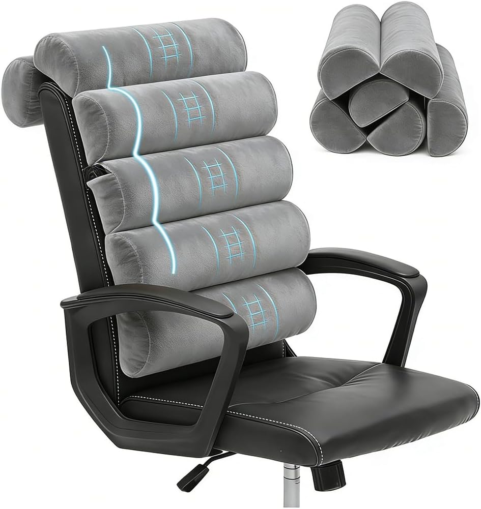 Lumbar Support Pillow for Office Chair, Computer/Desk Chair/Couch, Sitting on Bed, Back Support Adjustable for Chair, Patented 6-fold…