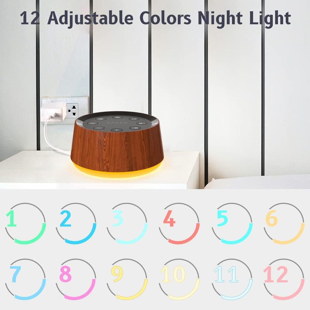 Brown Noise Sound Machine with 30 Soothing Sounds 12 Colors Night Light White Noise Machine for Adults Baby Kids Sleep Machines with 36…