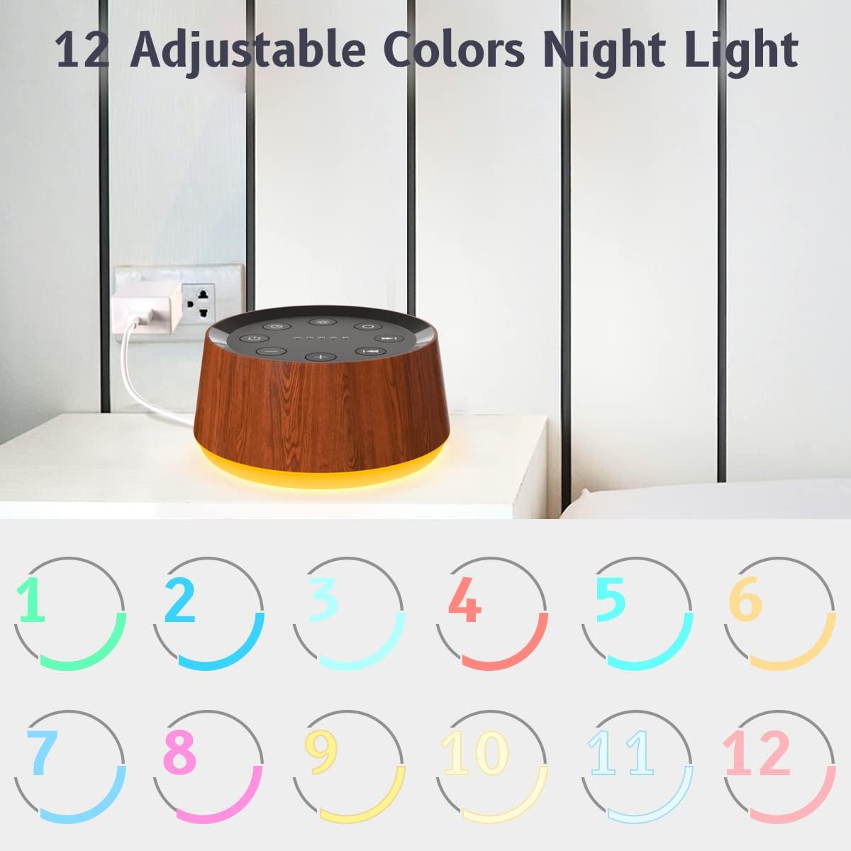 Brown Noise Sound Machine with 30 Soothing Sounds 12 Colors Night Light White Noise Machine for Adults Baby Kids Sleep Machines with 36…