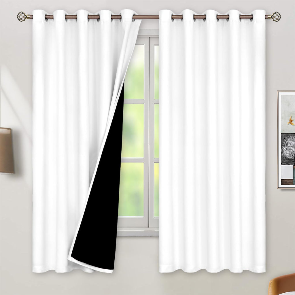 BGment Thermal Insulated 100% Blackout Curtains for Bedroom with Black Liner, Double Layer Full Room Darkening Noise Reducing Grommet Curta…