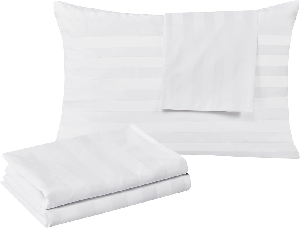 ShunjieHome 100% Egyptian Cotton Queen Pillow Protectors Set of 4, 400 Thread Count Sateen Weave White Cooling Pillowcase, easy…