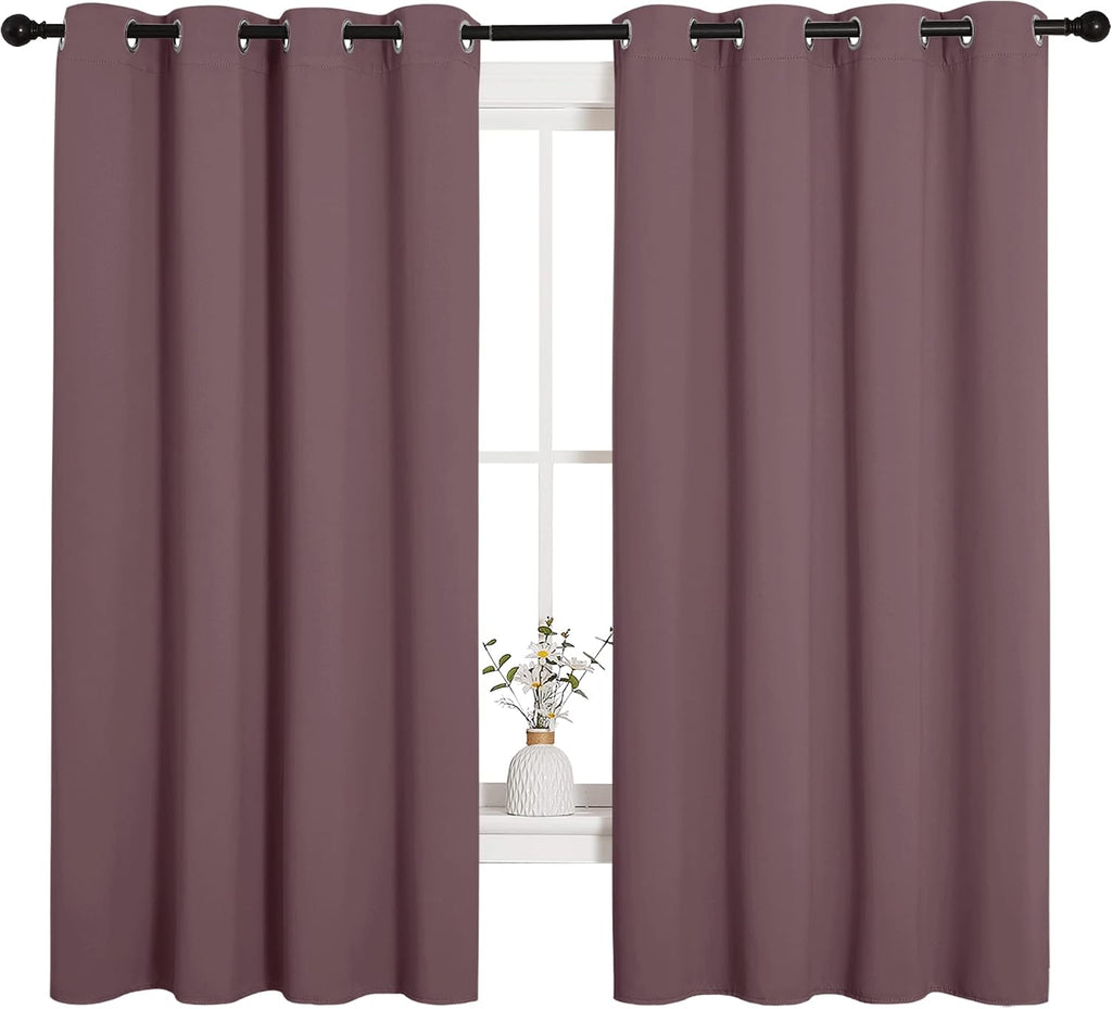NICETOWN Bedroom Curtain Panels Blackout Draperies, Dry Rose, 1 Pair, 55 by 68-inch, Thermal Insulated Solid Grommet Blackout…