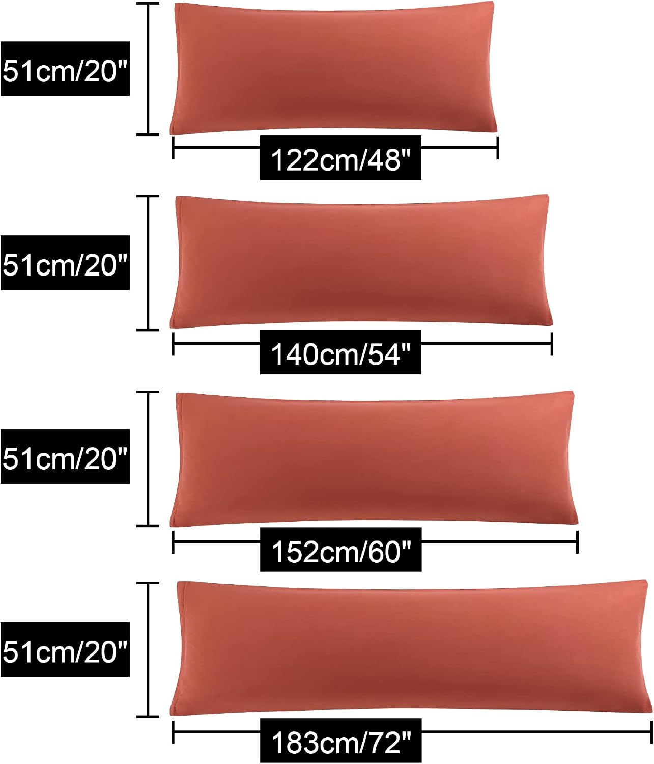 uxcell Soft Microfiber Body Pillow Cover with Zipper Closure, Long Pillow Cases for Body Pillows Weave for 90 GSM Polyester, Orange Body (2…
