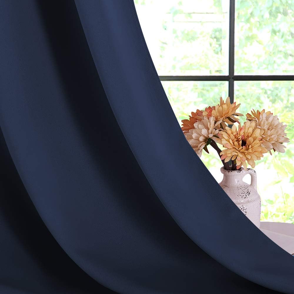 NICETOWN Blackout Draperies Curtains, Navy, 1 Pair, 42 x 60 Inch, All Season Thermal Insulated Solid Grommet Top Blackout Curtains/Drapes…