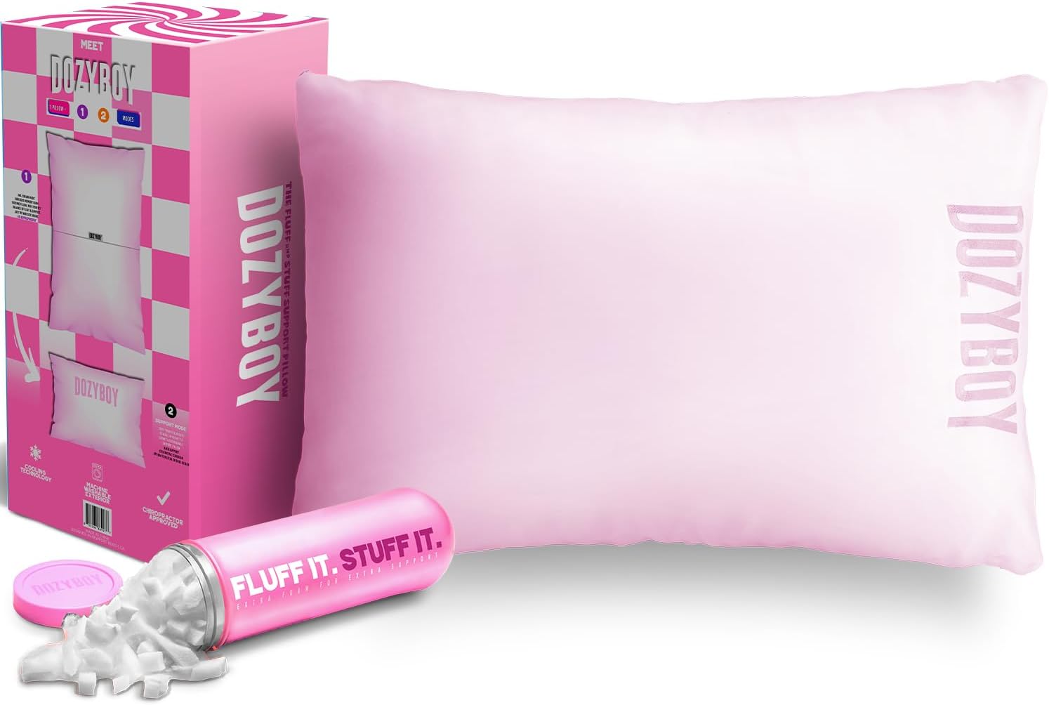 Fluff and Stuff Comfort Pillow | Queen Size Memory Foam Pillows, Chiropractor Designed and Approved 2-in-1 Back Support and Bed Pillows |…