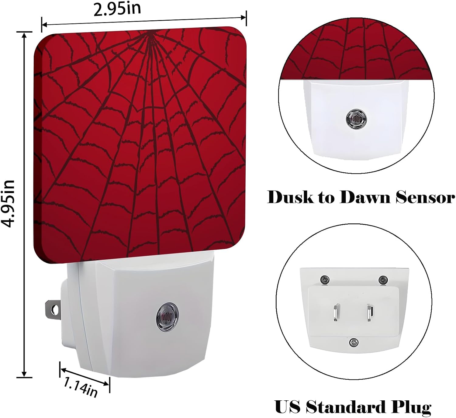 Red Spider Web Night Light, Plug Into Wall Decor for Stairway, Hallway, Kitchen, Dusk to Dawn Sensor Nightlights for Boys/Girls/Women/Men…