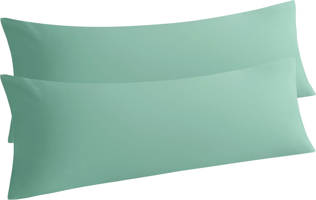 Ntbay Microfiber Body Pillowcase Set, 20x54 Inches, Mint Green, Soft, Wrinkle, Fade Resistant, Envelope Closure, 2 Pc Green