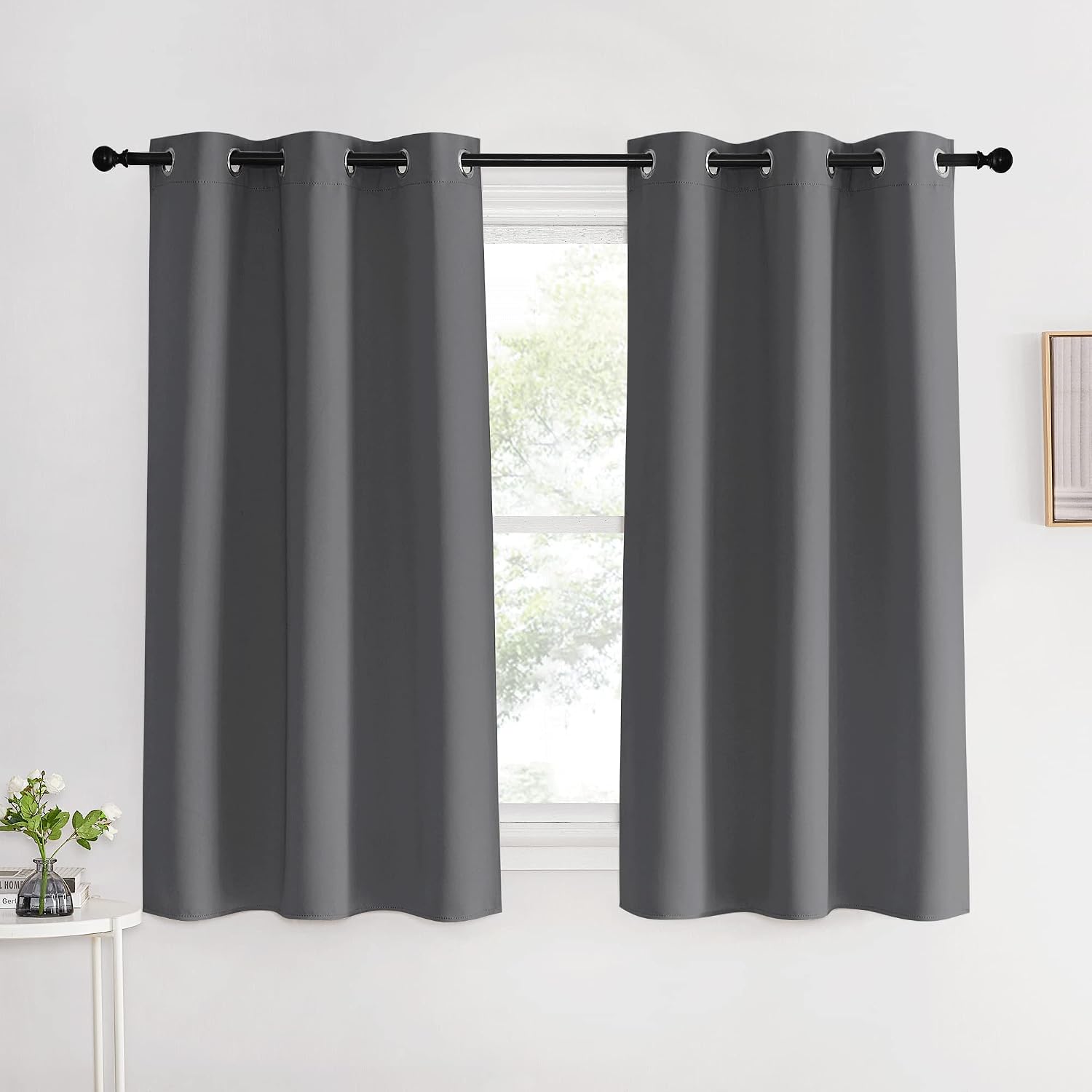 NICETOWN Grey Blackout Curtain Panels for Bedroom, 2 Panels, W42 x L60 inches, Grey, Thermal Insulated Grommet Top Blackout Draperies and…