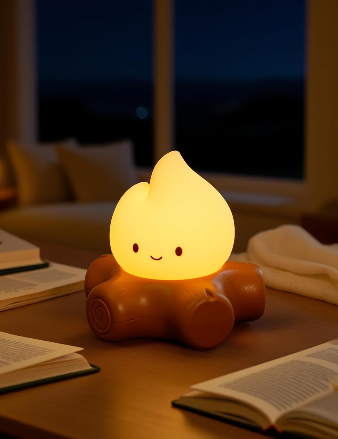 WANIDEA Fake Campfire Lamp, Ambient Lighting, Desk Accessories, Portable Rechargeable Night Light, Candlelight Mode Mood Lighting…