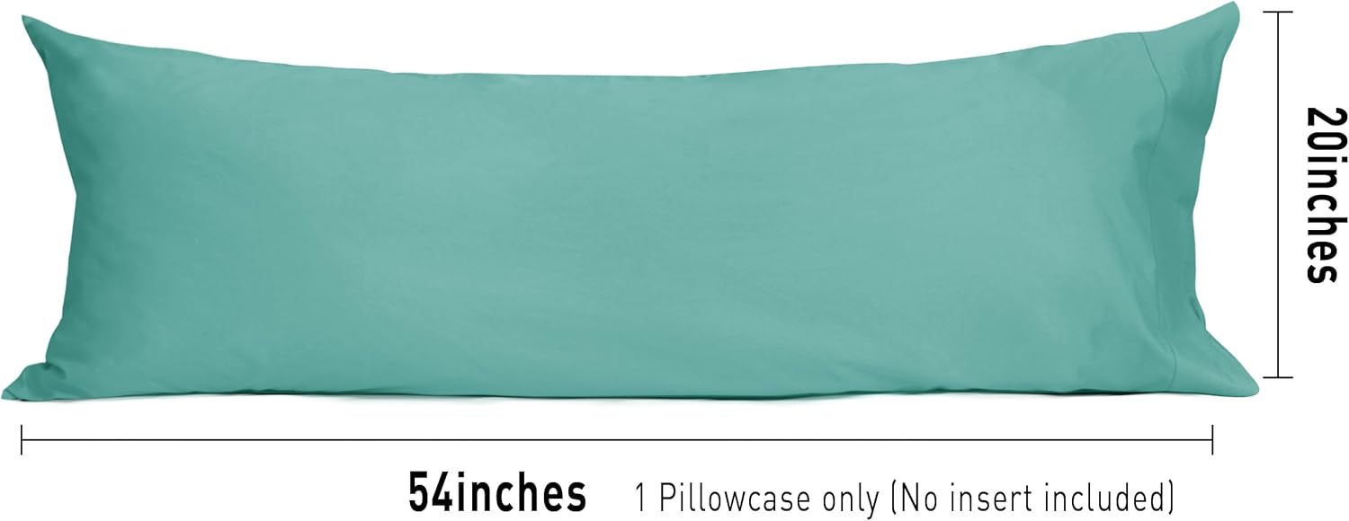 Sunflower Body Pillowcase 100% Cotton Long Pillow Cover/Case Envelope Closure 1 Pack, 20×54 inches Lagoon, Soft and Breathable