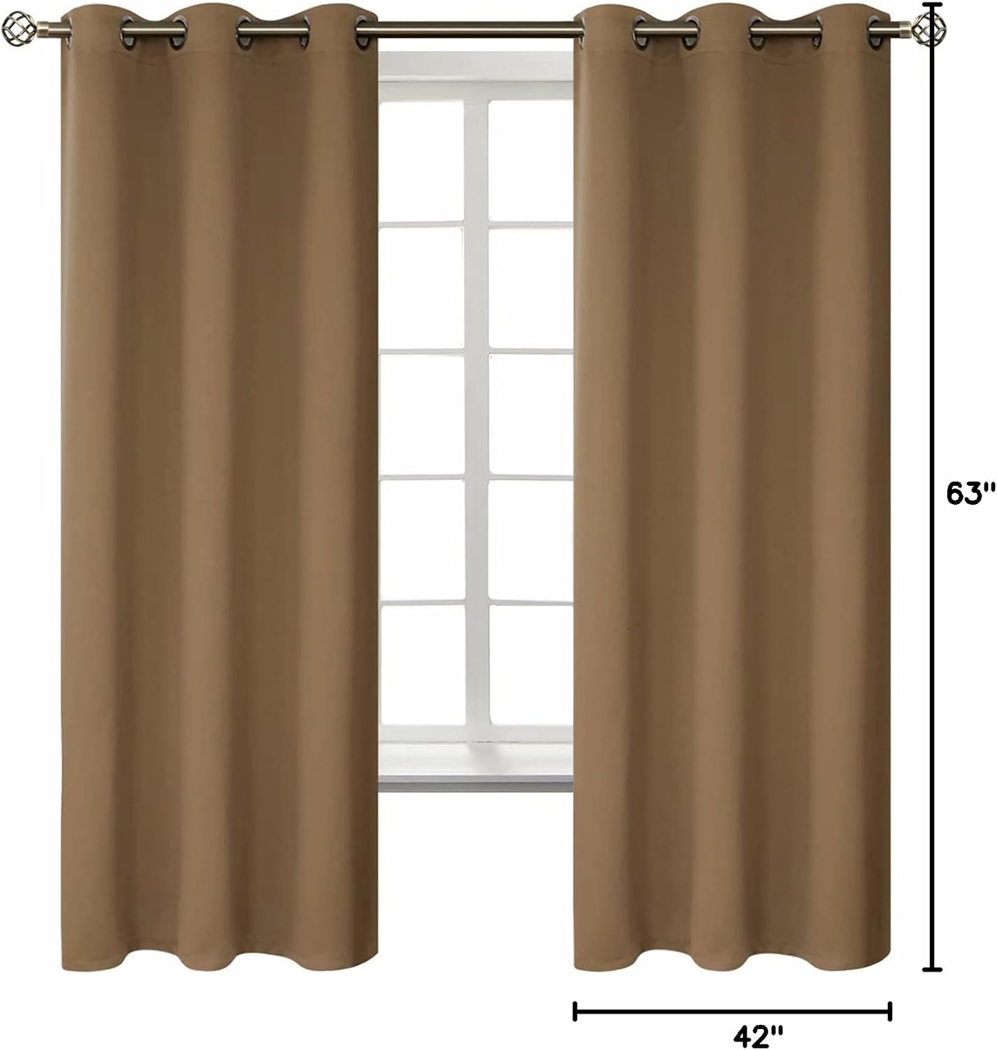 BGment Blackout Curtains for Living Room - Grommet Thermal Insulated Room Darkening Curtains for Bedroom, 2 Panels of 42 x 63 Inch, Taupe 6…