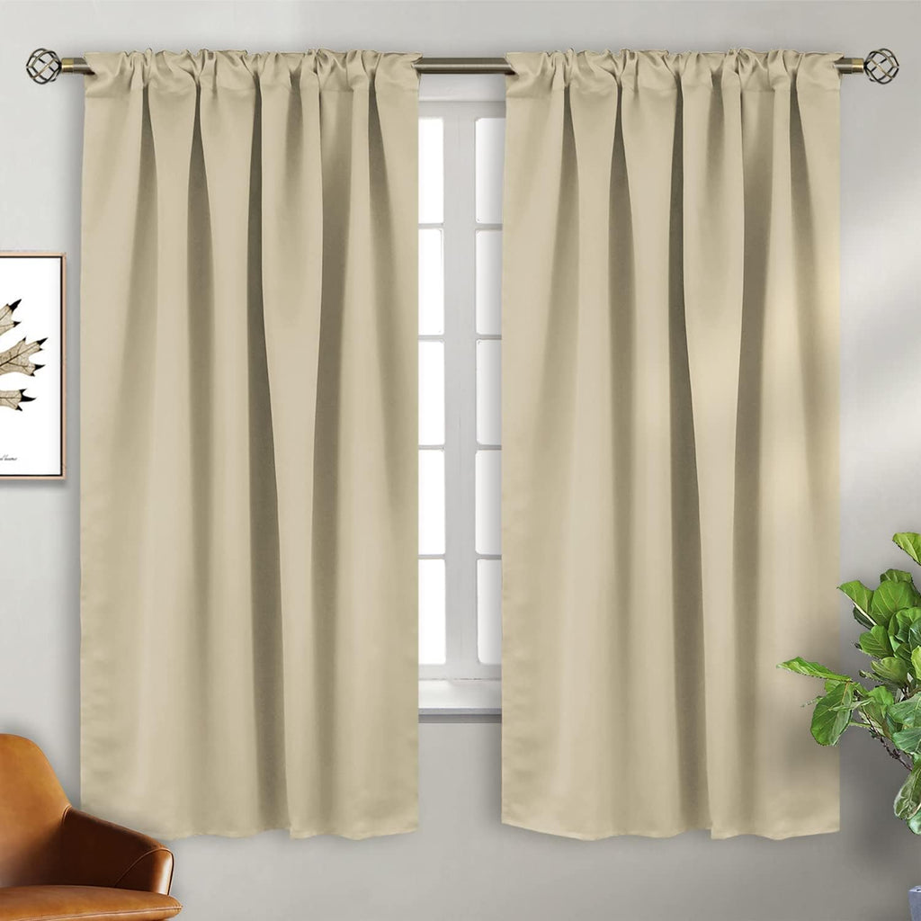 BGment Beige Room Darkening Curtains 63 inch Length - Rod Pocket and Back Tab Thermal Insulated Curtains for Bedroom/Living Room, 2 Panels…