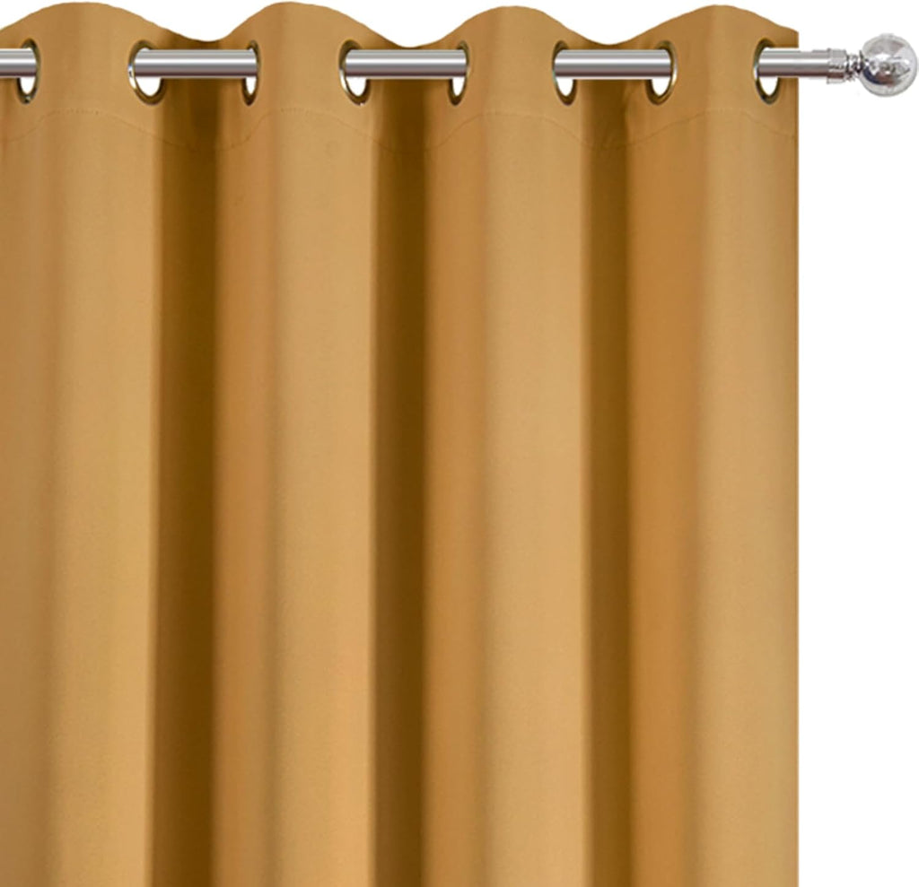Lemomo Blackout Curtains 52 x 108 inch/Mustard Yellow Curtains Set of 2 Panels/Thermal Insulated Room Darkening Bedroom Curtains 108 inch s…