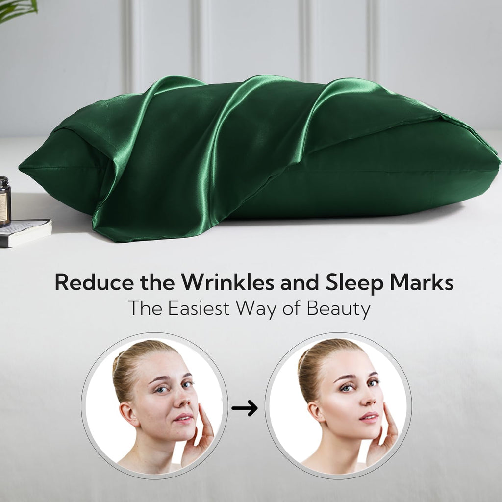 Candoury Satin Silk Pillowcase for Hair and Skin, Standard Size Set of 2 Pillow Cases, Soft Silky Pillow Covers 2 Pack with Envelope…