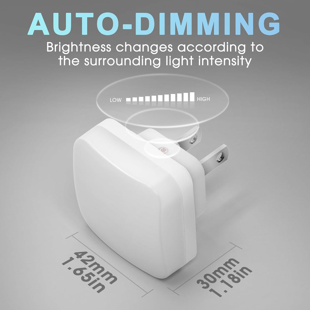 LED Night Lights Plug into Wall, Nightlights With Light Sensor Dusk to Dawn, 0.3W Square Plug in Night Light for Kids, 5000K Cool White…