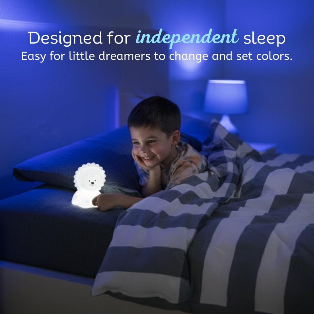 Lumipets Remote Control Silicone Night Light for Kids - Lion Design with 9 Soft Colors & Sleep Timer - Rechargeable, Battery-Operated…