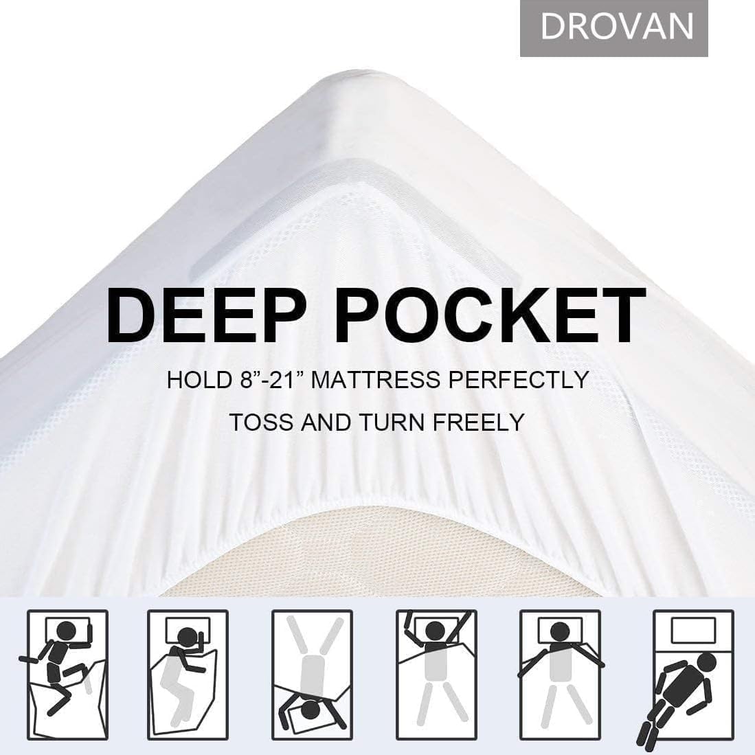 DROVAN Mattress Pad King Size - Extra Thick Mattress Cover - Pillow Top Deep Pocket with Breathable 7D Spiral Fiber Filling Cooling…