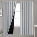 BGment Light Grey 100% Blackout Curtains 72 Inches Long with Black Liner, Rod Pocket and Back Tab Double Layer Full Room Darkening…